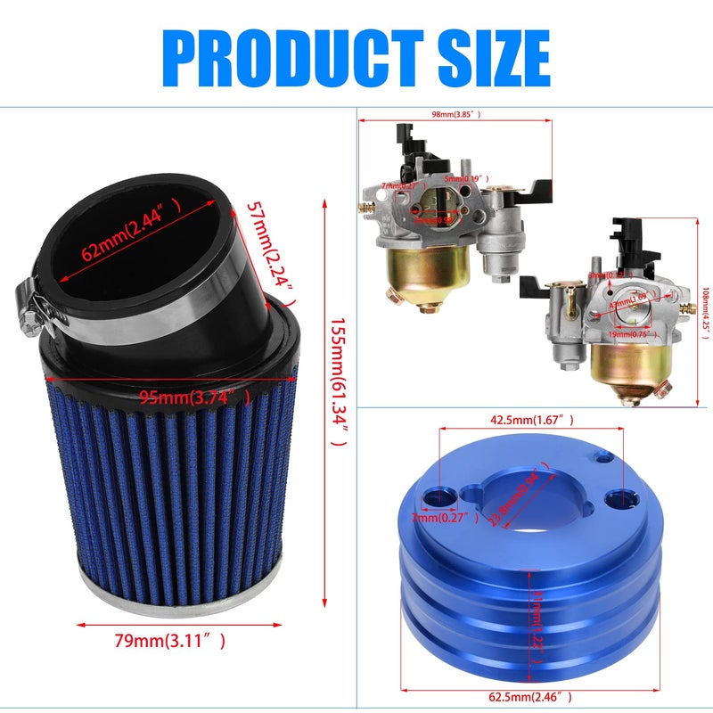 YOXUFA 212cc Carburetor Carb Assembly for Predator 212cc 224cc 196cc 200cc Engine Coleman CT200U CT200U-EX BT200X Baja Warrior MB200 GX160 GX200 Hammerhead Mini Bike Go Kart Parts - Image 4
